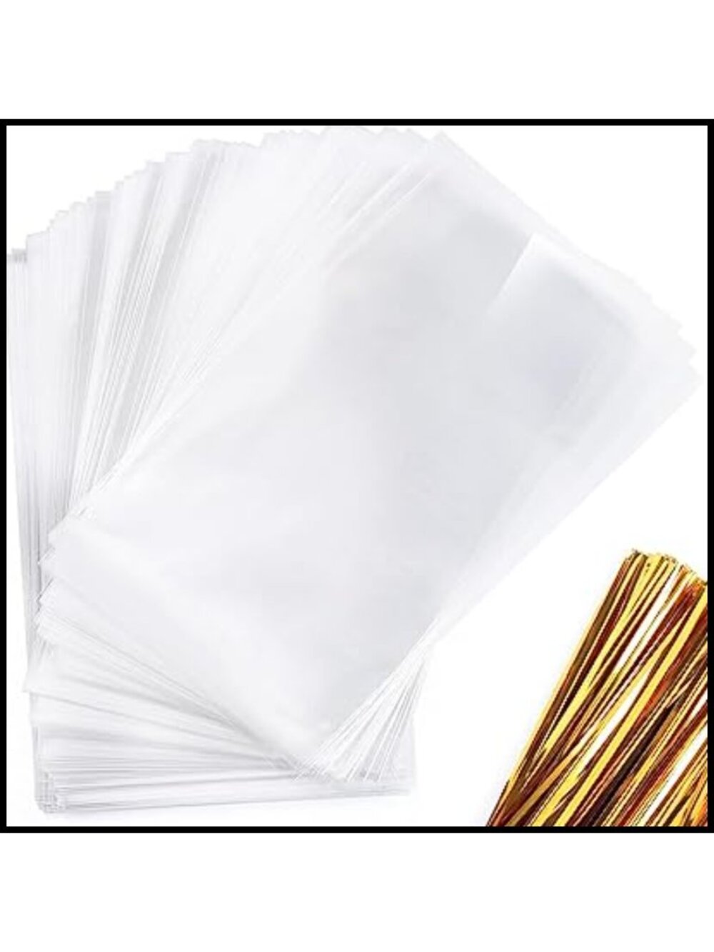 200 OPP Plastic Treat Bags 4x6in with Twist Ties Candy Cookie Party Favor